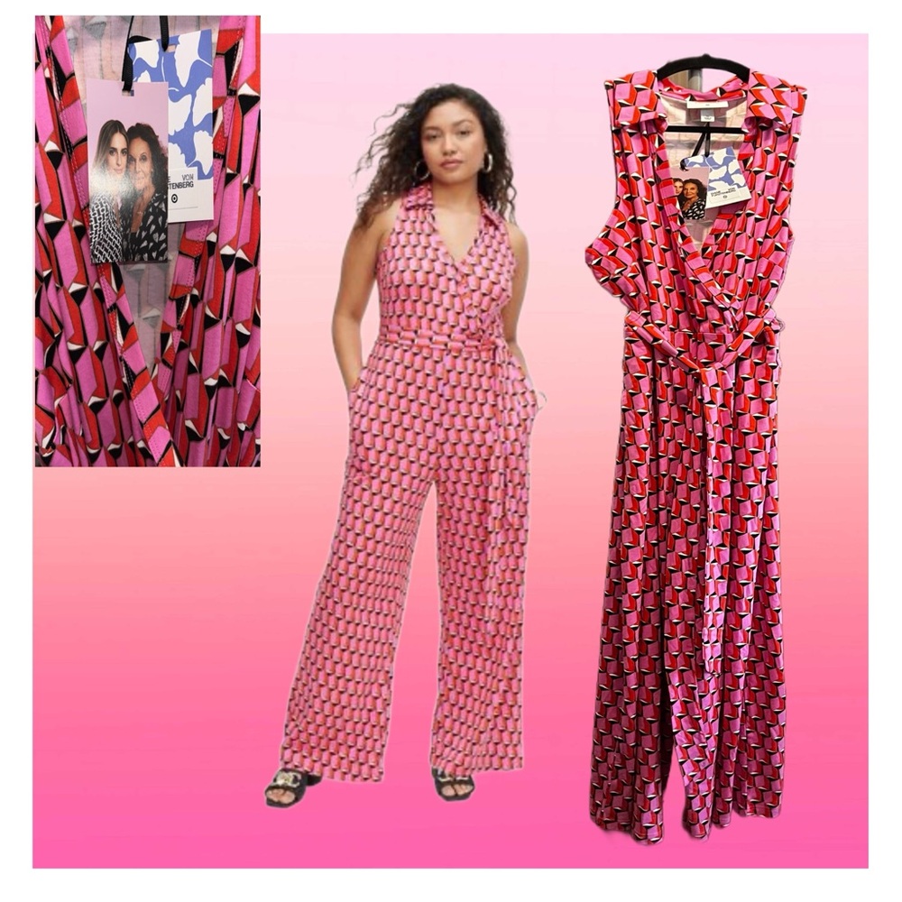DVF for Target, Plus XL 14/16 Collared Sleeveless Pink Modern Geo Ju…
